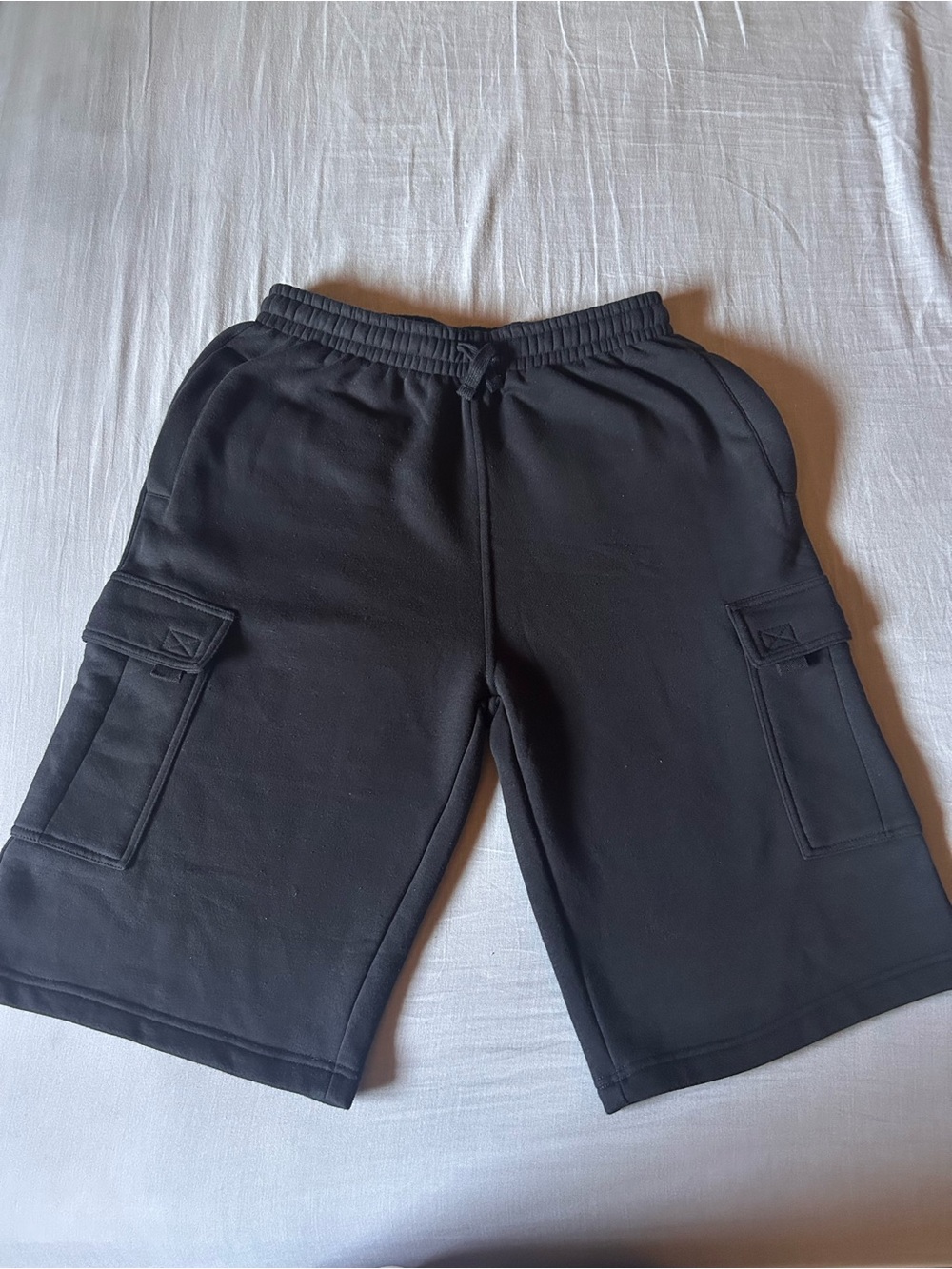 Men's Black Cargo Sweatshorts - Casual Drawstring Shorts